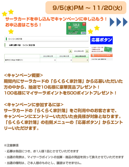 サーラカードの家計簿をのぞいてみようキャンペーン