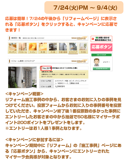 お気に入りのリフォーム事例を見つけようキャンペーン